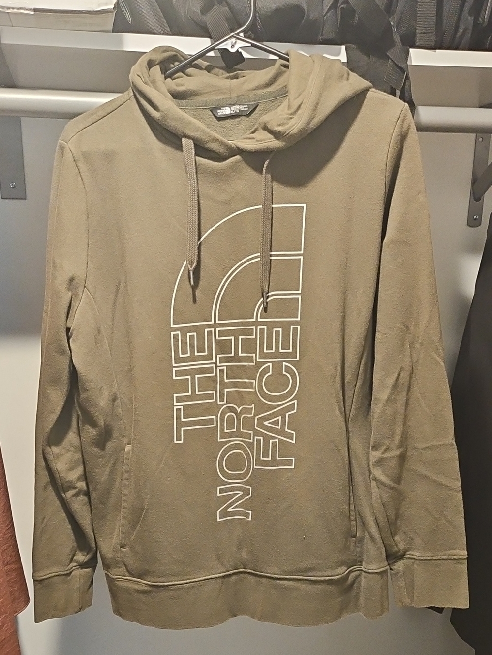 The North Face Olive Green Crewneck Hoodie with Large Logo